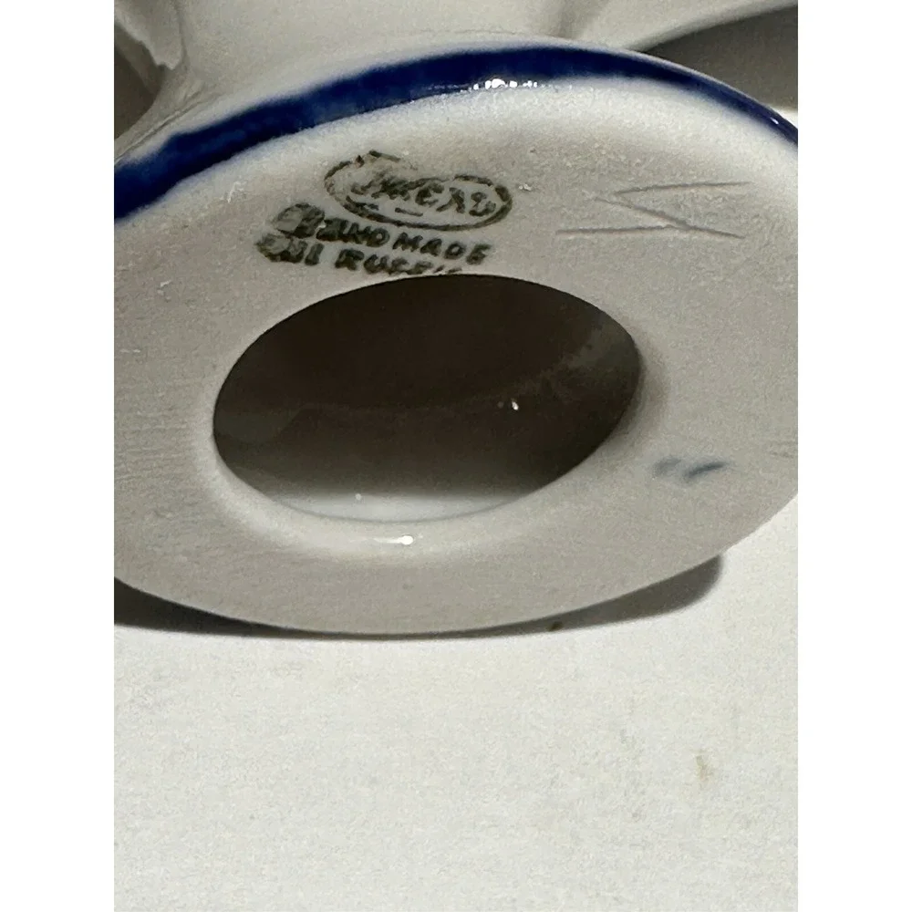Gzhel Handpainted U.S.S.R. Russian Porcelain Blue And White Chicken Figurine
